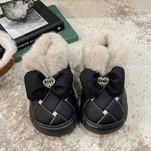 Damskie, jesienno-zimowe, pluszowe, ciepłe, antypoślizgowe kapcie z zakrytymi palcami i motywem uszu królika, płaskie kapcie domowe, puszyste buty dla dorosłych