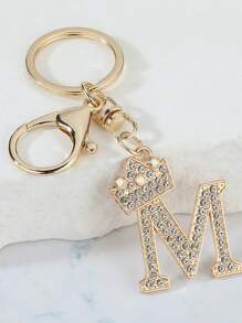 1 件休闲街头风格英文字母钥匙扣，带 26 个水钻字母，闪亮字母装饰钥匙扣，优雅的手提包、背包饰品，完美的礼物汽车配件可爱哥特 Y2k