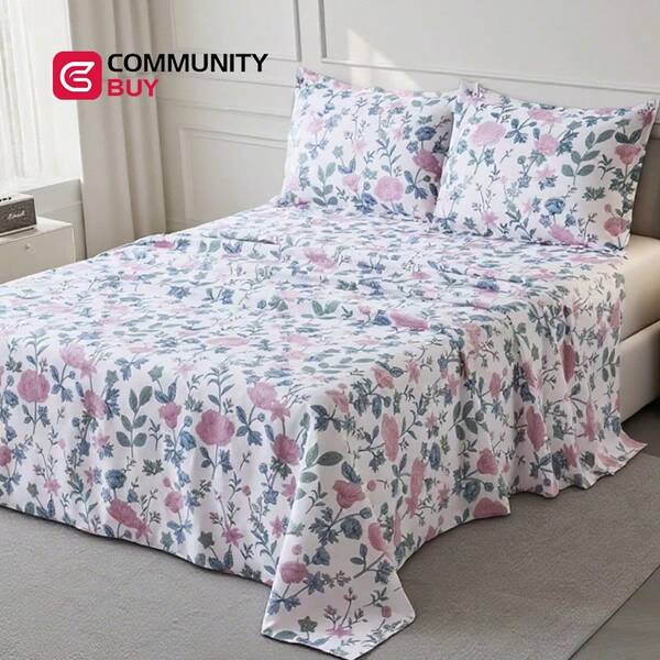 Conjunto de Sábanas para Cama Individual/Matrimonial: 3/4 Piezas en Estilos Florales y Geométricos Tela Suave de Algodón o Microfibra, Ideal para Dormitorios en Verano