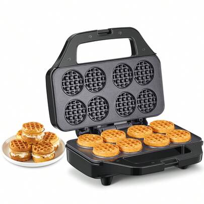 Reemix Waffle Maker, Multi Mini Waffle Iron Bake 8 X 1.8 Inch Small Waffles, Nonstick Waffle Iron With Quick Heat-Up, Simple & Easy Tiny Chaffle Baker For Home & Restaurants, Small Bites For Kids