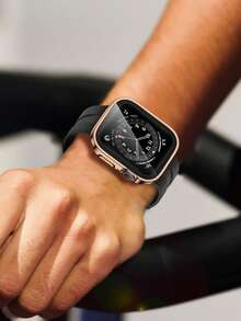 1pc Rose Gold Apple Watch Case, Suitable For Young Fashionable Women's Watches, Protective Case For Sports, Casual, Business, Minimalist Straight Edge Design, Built-In Seal, Shockproof, Scratch-Resistant, Dustproof Hard PC Shell + High-Definition Tempered Glass Screen Protector, Integrated Watch Case, Compatible With Apple Watch 40mm/41mm/44mm/45mm/49mm, Compatible With Apple Watch Ultra3/2/1SE/S9/S10/S8/S7/S6/S5/S4, Anti-Fall And Scratch Apple Watch Case In Silver - Rose Gold - View 7