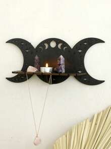 1 chiếc giá đỡ trưng bày pha lê ba mặt trăng bằng gỗ đen, giá treo tường trang trí bàn thờ phù thủy tâm linh với thiết kế hình trăng lưỡi liềm khoét rỗng, đồ trang trí chủ đề phù thủy phong cách Boho Gothic cho phòng ngủ Halloween, phòng thiền, phòng khách, không gian yoga, tiệc Halloween, trang trí nhà cửa. - Giai đoạn Mặt Trăng - Xem 8