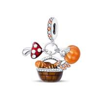 Silver Plated Charm Pinecone Pumpkin Honey Ginkgo Leaves Maple Autumn Series Beads Charm Pendant Ball Suitable For Bracelets DIY Women's Jewelry