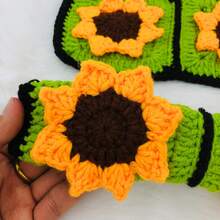 onEternal Handmade Crochet Sunflower Steering Wheel Cover And Seatbelt Cover Car Decor Set