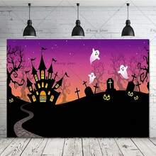 1pc/3PCS Wall Art Poster Optional Frame Happy Halloween Backdrop Horror Moon Pumpkin Witch Bat Castle A Little Boo Is Almost Due Baby Photography Background Party Decor Home Decor Halloween Decor Room Decor - Multicolor - View 6
