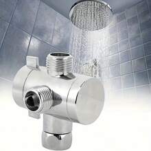 1pc American Style ABS Shower Head Diverter - Silver, Bathroom 3-Way Diverter Valve - ABS Material, Faucet Top Spray Shower Arm 3-Way Splitter Diverter - Silver - View 2
