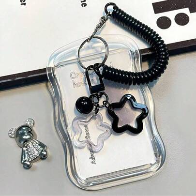 Transparent Card Holder With Star Pendant Water Bus Card Holder Credit Card Holder Card Protector Case