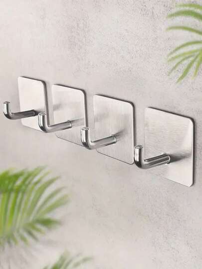 4 قطع من خطاطيف الحمام المقاومة للماء والصدأ، مناسبة لتعليق الإسفنجة والمناشف والملابس والبشاكير في الحمام، خطاطيف لاصقة قابلة للإزالة على الحائط/الباب، من الفولاذ المقاوم للصدأ باللون الأسود (شرائط لاصقة 3M)