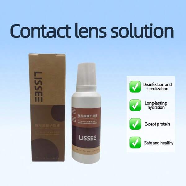 1 Botella de 60ml de Solución Multiusos para el Cuidado de Lentes de Contacto, con Factores Hidratantes, Tamaño Portátil Pequeño