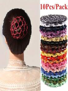 5/10 losowych damskich siatek na włosy w stylu vintage i minimalistycznym, profesjonalne akcesoria do włosów, osłonki na koki odpowiednie dla pilotów, pielęgniarek, tancerek, jednokolorowe sportowe opaski poliestrowe na cały sezon, zestaw do stylizacji włosów, zestaw narzędzi do włosów, akcesoria do domu i urody dla kobiet, prezenty