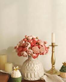 36pcs Ranunculus Artificial Flower Light Champagne Silk Flowers Faux DIY Bouquet For Wedding Engagement Centerpieces Arrangements Bridal Shower Decorations Home Decor