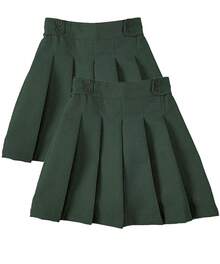 Girl's Pleated Uniform Skirt Scooter Size 5-16 Navy Khaki Black Hunter Green - 獵人綠 2 件裝 - 查看 1