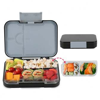 Tritan 材质带闪光便当盒 - 大号午餐盒 - 4-6 个隔层，防漏，便携手柄，适合返校使用