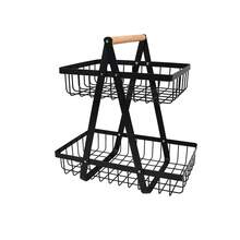 2-Tier Fruit Basket ,Fruit Bowl Holder Bread Basket Vegetable Rack, Detachable Fruit Holder For Fruit, Vegetables, Snacks In Home, Kitchen Office - Black - View 10