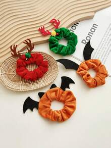 1 szt. gumek do włosów na Halloween z uroczymi akcentami nietoperza i pająka, modne gumki do włosów z materiału Y2K, fantazyjne gumki w kreskówkowym stylu dla kobiet - świąteczne akcesoria do włosów na imprezy