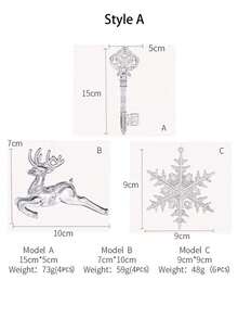 12 buc decorațiuni pentru brad de Crăciun, pandantiv transparent cu fulg de zăpadă de Crăciun, pandantiv creativ cu cerb, pandantiv pentru brad de Crăciun, pandantive transparente acrilice de interior pentru decorațiuni de Crăciun pentru ușă și fereastră, decor de cameră de iarnă