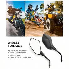 10mm  bicycle, motorcycle universal sports rearview mirror+mask - Negro - Ver 8