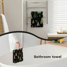 1 set/2 piezas Paños de cocina con diseño de árbol de Navidad y copos de nieve, adecuados para comedor, cocina, baño, decoración navideña, decoración de fiesta familiar, decoración del hogar, artículos del hogar, regalos para mayores y amigos