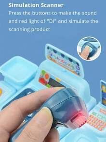 1套儿童模拟过家家玩具超市收银机角色扮演迷你便利店收银员模型亲子互动玩具，2节5号电池供电，适合男孩女孩角色扮演玩具（不含电池，部分配件颜色随机）