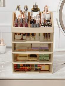 Stackable Clear Makeup Organizer, Easy Storage For Lipstick, Large Capacity Vanity Organizer, Cosmetic Storage Organizer & Makeup Drawer Organizer, Bathroom Counter Organizer, Makeup Organizer Countertop For Bedroom, Living Room, Bathroom, Dorm Room Brown Makeup Organizer Storage Organizer Vanity Organiser Bathroom Organizer Perfume Organizer Jewelry Organiser Hair Accessories Organizer Jewelry Box Organization And Storage For Dorm Room Essentials College Makeup Brush Holder Desk Accessories Nail Supplies Vanity Accessories Travel Essentials Bathroom Accessories Bathroom Decor Room Decor, Valentines Gift - 卡其色 - 查看 2