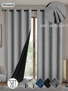 两片装遮光窗帘，100% 防水，隔热，阻挡紫外线，适用于豪华客厅、卧室、家居装饰、圣诞装饰、卧室窗帘、圣诞礼物