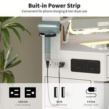 Yanosaku Modern Corner Vanity Desk With Mirror & Lights, Glass Top Makeup Vanity With Bluetooth Speaker, 8 Drawers, 6 Shelves, 3-Color Lighting, Dressing Table With Chair, White - Xem 10