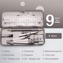 Set de 7 bucăți/set de rigle multifuncționale pentru examene pentru studenți, șapte piese, 1 set de rigle și busolă, suportă triunghi, raportor, instrument cerc, instrument perfect pentru studenți, elemente esențiale pentru întoarcerea la școală, cadou creativ pentru Ziua Recunoștinței, Crăciun, decorațiuni pentru ziua de naștere și Halloween