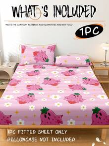 万圣节主题床笠，万圣节主题床垫保护套，床罩，舒适透气，抗起球，粉色卡通图案床罩，房间装饰，防尘防滑，适用于所有床型 - 单人床、双人床、大号床、特大号床，四季皆宜，不含枕头和枕套，可机洗，节日礼物，秋季装饰，房间装饰 - 彩色 - 查看 2