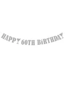 1pc HAPPY BIRTHDAY Pull Flag, 18/21/30/40/50/60 Black/Gold/Silver/Rose Gold/Champagne Gold/Blue Birthday Party Decoration Pull Flag Banner - Multicolor - View 11