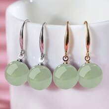 Vintage Court-Style Jade Earrings: Hanfu-Inspired Imitation Nephrite & Gemstone Jewelry For Women