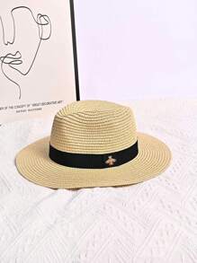 1pc New Men's Top Hat Panama Hat Sunshade And Beach Hat Women's Summer Jazz Hat Summer Beach Sun Hat Wide Brim Resistant Lightweight - Multicolor - View 8