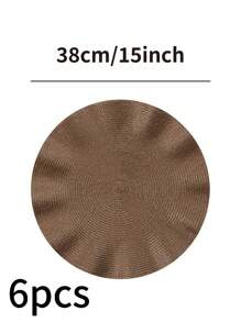 1/4/6/12pcs Bohemian Style Woven Round Placemats, 15 Inch, Solid Color, Kitchen Dining Table Decor Coasters, Non-Slip Pads For Holiday Party, Birthday, Wedding, Dinner, Home Decor, Dorm (Multiple Color Options)