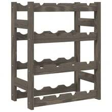 Portabottiglie da 16 bottiglie Larryhot in legno di pino massiccio grigio, bello e pratico, ideale per riporre e decorare la casa. - Grigio - Visualizzare 3