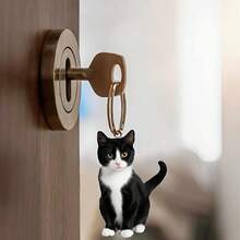 Cute Tuxedo Cat Keychain, Kawaii Bag Charm Car Key Chain Accessories For Backpack, Animal Kitty Keychain Purse Charms, Cat Lover Gifts For Women (2 Pcs) - 1 - 查看 7