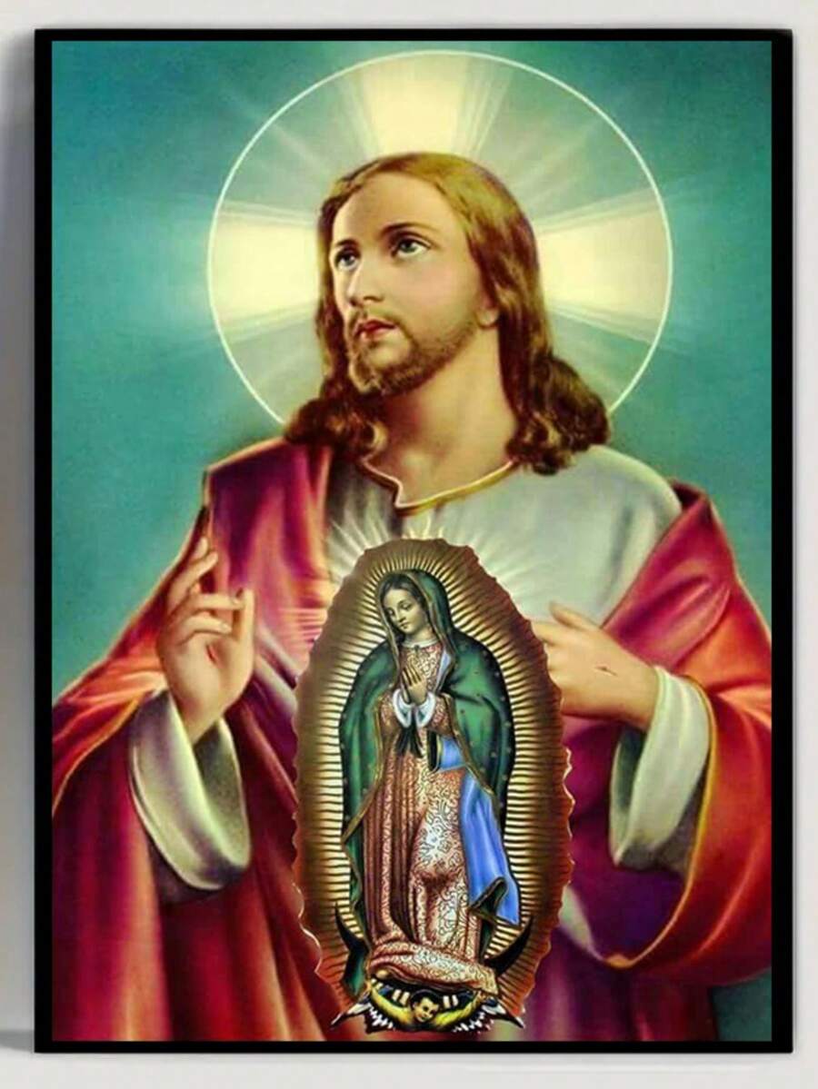 1pc Exquisite 5D Diamond Painting Kit, Frameless - Religious Painting Decor, Full Round Diamond DIY Kit, Leisure, Stress Relief, Handmade Dotting Effect, Perfect Christmas Gift