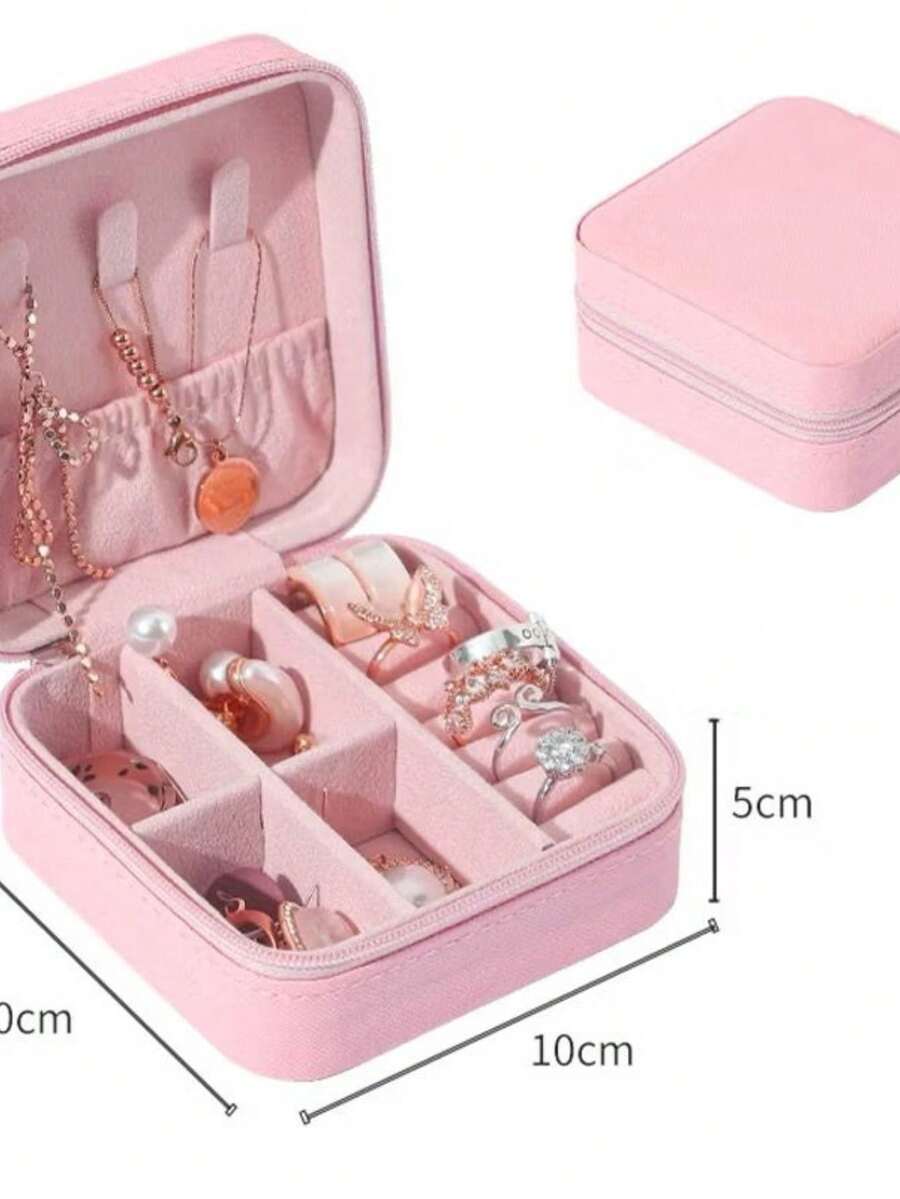Jewelry Organizer Travel Jewelry Display Portable Travel Jewelry Boxes Storage Organizer - 玫瑰紅 - 查看 1