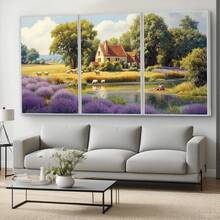 Quadro Decorativo Chácara com Lavanda MDF Mosaico Sala Quarto Escritório Impressão Em Hd