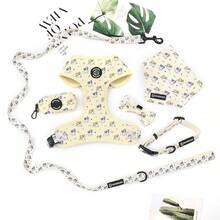 6pcs Dog Harness Set,Bowtie & Bandan, Adjustable Dog Harness And Collar,Dog Leash With Poop Bag Holder Set,For Pet Dog Walking. - Multicolor - View 16