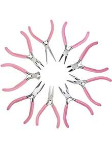 高品质碳钢珠宝钳，圆嘴锯齿状边缘 - 粉色，非常适合 DIY 串珠和手工制作 - 彩色 - 查看 2