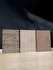 3pcs Bohemian Wooden Wall Decor - Geometric Line Prints, Modern Abstract Canvas Posters, Waterproof Home Decor For Bedrooms, Living Rooms And Dorms, Living Room Wall Decor, Bohemian Style , Wall Decor, Wall Arts, Art Prints, Posters, For Living Rooms, Bedrooms, Offices And Dorms, Indoor/Outdoor Use, Optional Frame