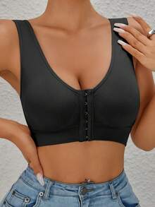 1 pezzo EssElegance Reggiseno sportivo senza ferretto ad alto supporto con pannelli imbottiti e in rete, vestibilità elastica traspirante adatta per yoga, corsa e allenamento - nero - Visualizzare 5