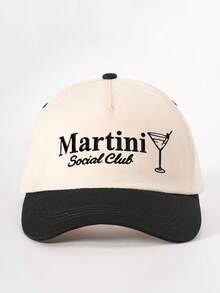 1 件女式刺绣马提尼酒杯拼色棒球帽，可调节户外防晒休闲帽，适合春秋旅行、海滩、男女通用青年 Y2K 风格 - 棒球帽 - 查看 8