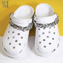 2 件适用于 DIY 凉鞋的亚克力粗链、手工包配件、银色亚克力鱼骨链，用于编织手提包带、手提包手柄、凉鞋 DIY 装饰 - 銀色 - 查看 9