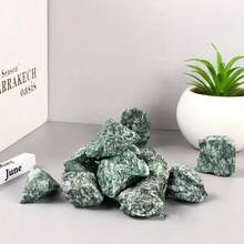 10 PIEZAS de piedras naturales en bruto, cristales crudos, minerales y especímenes de rocas con manchas verdes para colección, decoración del hogar, acuario, terrario, florero, regalos de festival para niñas y mujeres - Verde - Ver 7