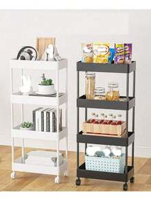 Carrito De Almacenamiento Multiusos Para La Cocina 4 Niveles - Negro - Ver 2