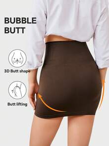 1 件无缝二合一女士塑身裙，无需穿内衣 - 棕色 - 查看 2