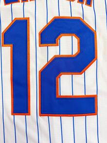 Men's #12 New York Baseball Jersey Classic Lindor Shirt Embroidered Design Striped Short Sleeve Baseball Fans Gift S-2XL White - trắng - Xem 2