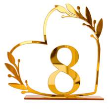 Gold Openwork Heart Table Numbers 1/20Pcs 10x10cm Thickened Base Insertable Number Cards Acrylic No Assembly Required Romantic Luxury Reusable Easy Install DIY For Wedding Anniversary Baby Shower Graduation Wedding Favor Table Centerpiece Home Decor - Multicolor - View 25
