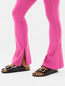 YEOREO Flare Split Hem Leggings For Women Tummy Control Workout Leggings Nasreen Hidden Scrunch Bootcut Gym Yoga Pant Yoga Pants For Women Winter Clothes For Women Black Pants - Hoa hồng đỏ - Xem 4