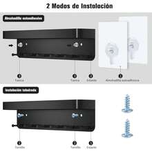 Porta Llaves para Pared, Estante de Pared Multiusos con Caja de Diverso y 6 Ganchos, Colgador Llaves, Organizador de Cocina para Autoadhesivo, Apto para Salón, Cocina, Baño, Oficina (Negro) - 1 - Ver 6